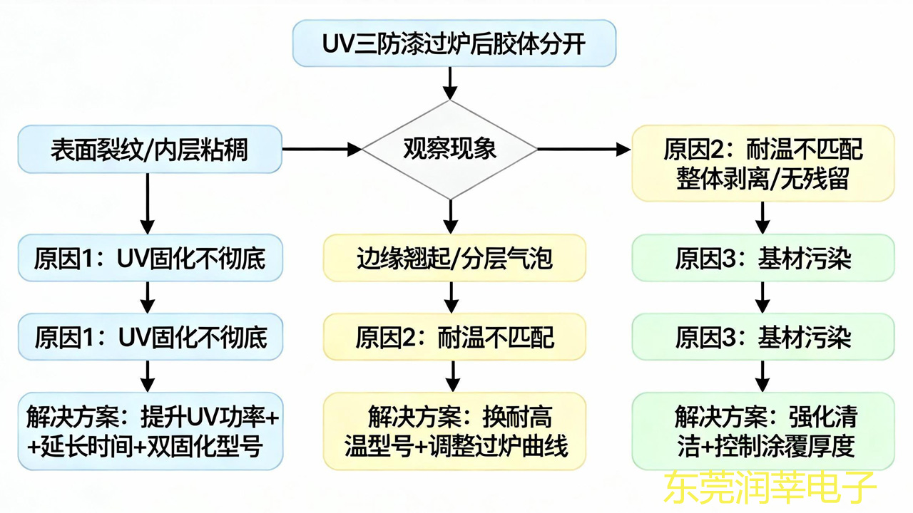 UV 三防漆过炉后胶体分开？3 大核心原因 + 解决方案(图1)
