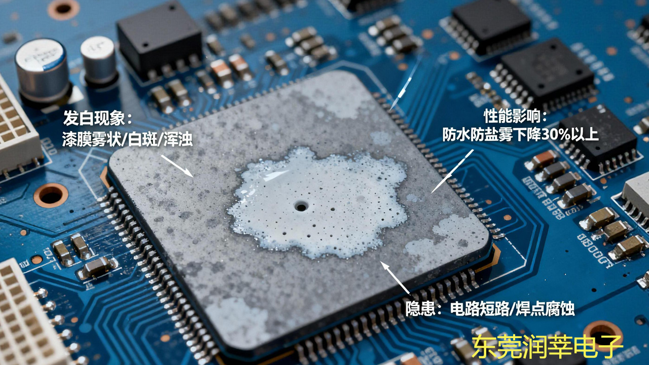 电路板三防漆涂覆后发白：3类核心原因+对应解决办法(图1)